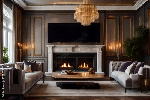 living room with fireplace