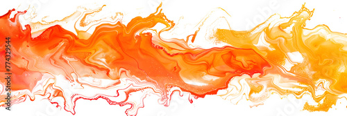 Orange and red watercolor paint marble on transparent background.