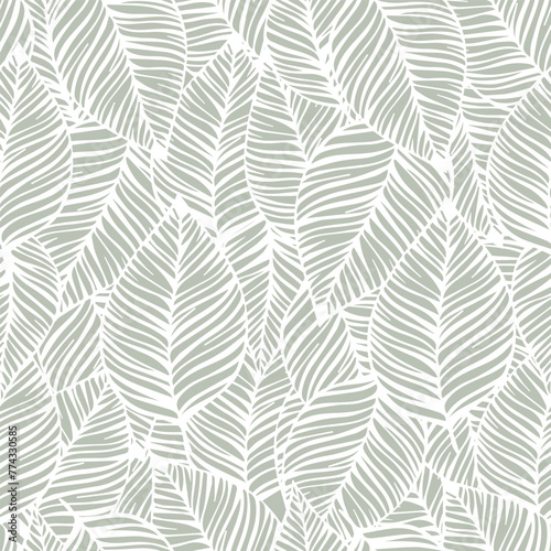 Seamless pattern with decorative leaves.