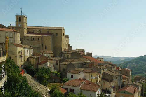 View of Bonefro and its church, an Italian municipality of approximately 1,200 inhabitants in the province of Campobasso in Molise.