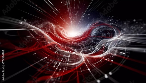 abstract technology background of a red and white virtual network