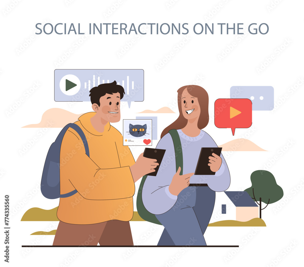 Social Interactions on the Go concept.