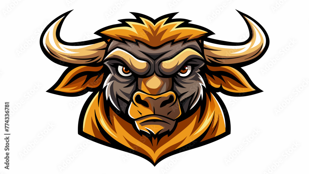 Dynamic Bull Mascot Logo Vector Design for White Background