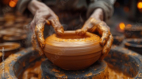 Traditional pottery techniques passed down through generations photo