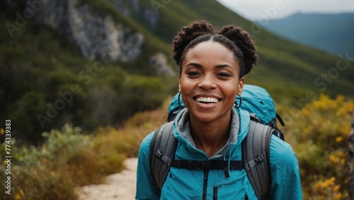 young African American woman in the mountains