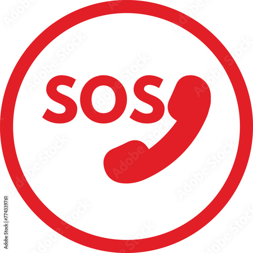 SOS sign . Emergency phone icon . Red SOS button icon vector