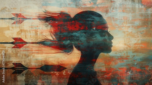 Womans Profile Against Colorful Background
