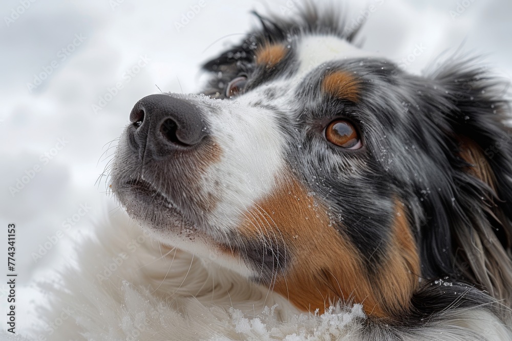 Fototapeta premium Watchful Eyes: Australian Shepherd's Alert