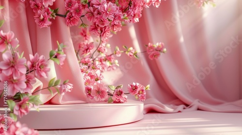Pink Background With Pink Flowers