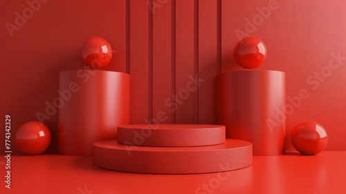 Red Room With Round Object