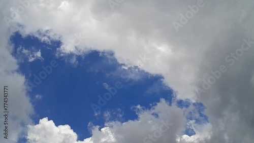 Timelapse of sky background with tiny fluffy clouds in sunny day