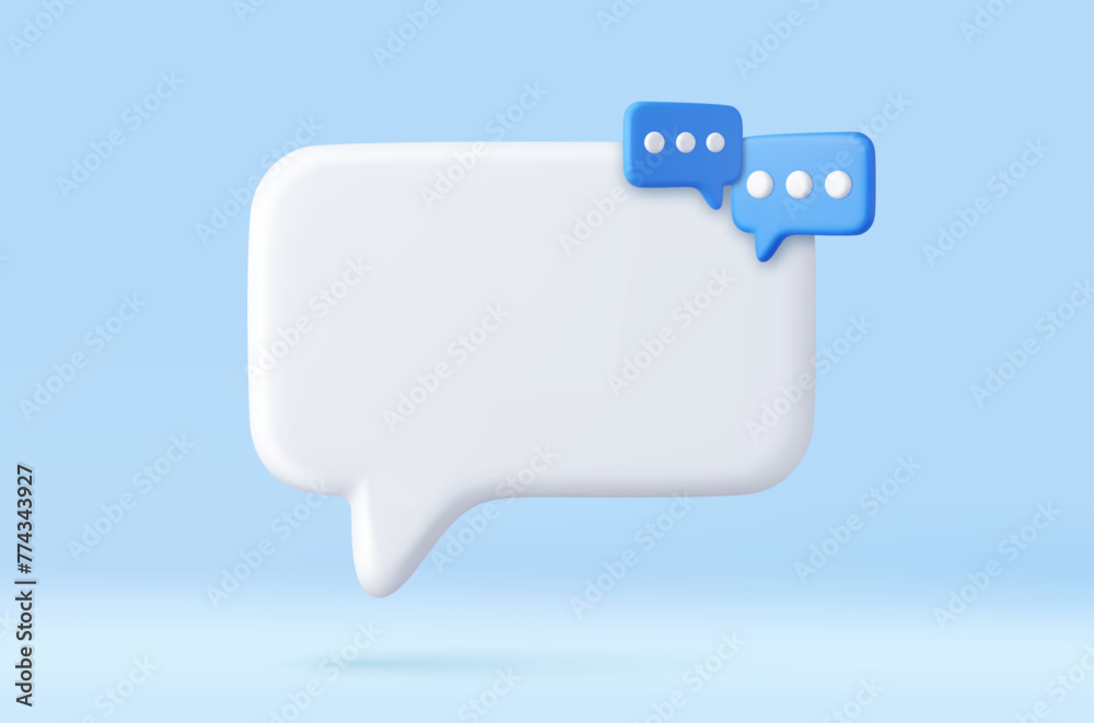 3d Blank white speech bubble pin