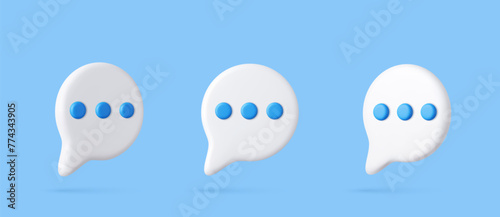 3d Blank white speech bubble pin