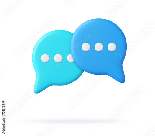 3d Blank white speech bubble pin