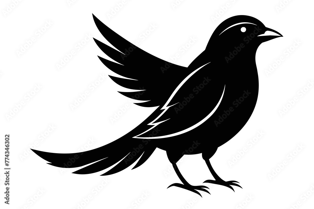Fototapeta premium ilhouette color image,Echo bird ,vector illustration,white background