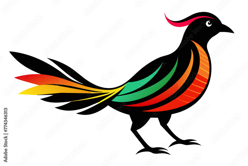 Fototapeta premium ilhouette color image,Echo bird ,vector illustration,white background