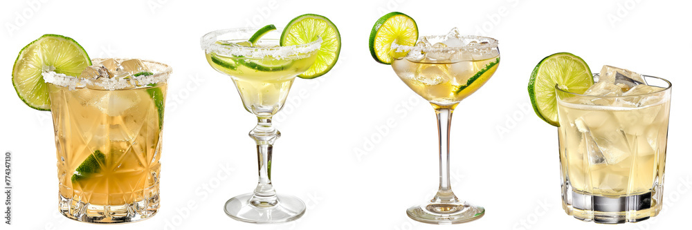 custom made wallpaper toronto digitalSet of margarita cocktail drink tequila cutout clipping path png isolated on white or transparent background