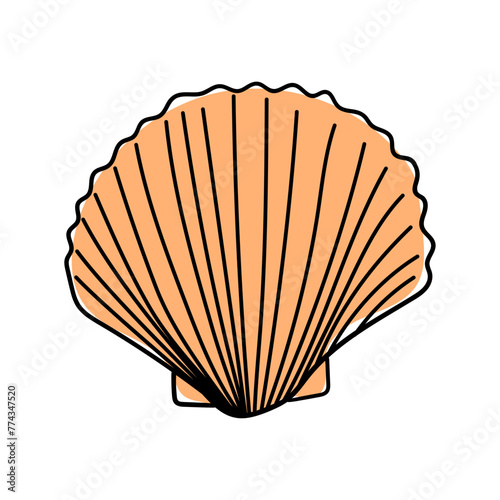 Sea shell vector icon in doodle style. Symbol in simple design. Cartoon object hand drawn isolated on white background.