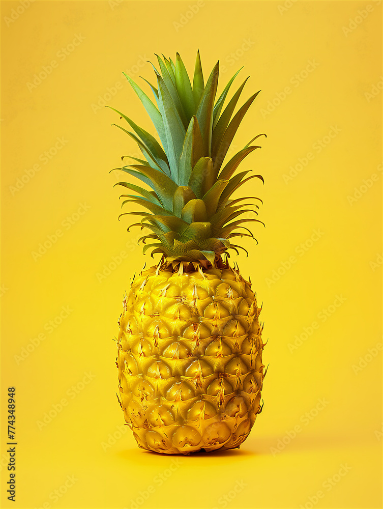 Pineapple on a yellow background.