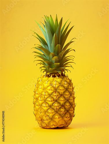 Obraz na płótnie Pineapple on a yellow background. w salonie