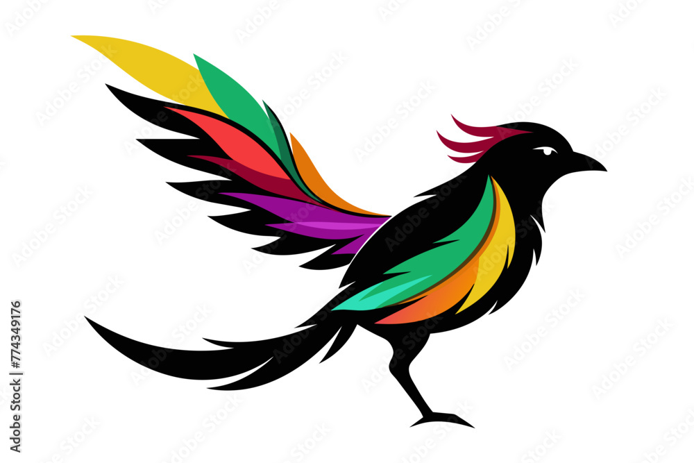 Fototapeta premium silhouette color image,Feathers bird ,vector illustration,white background