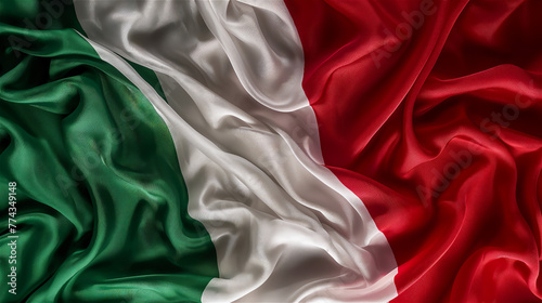 Green  white and red silk background looks like flag of Italy