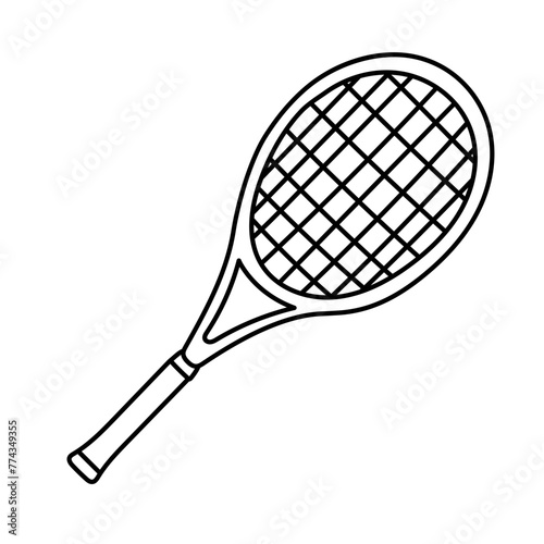 Tennis racquet vector icon in doodle style. Ping pong symbol in simple design. Cartoon object hand drawn isolated on white background. © sumkinn