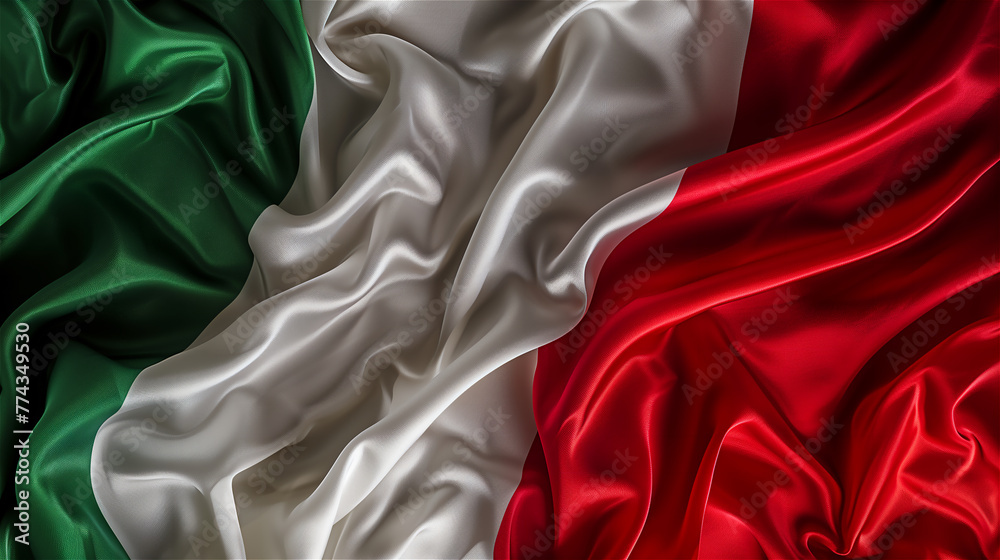 Green, white and red silk background looks like flag of Italy.