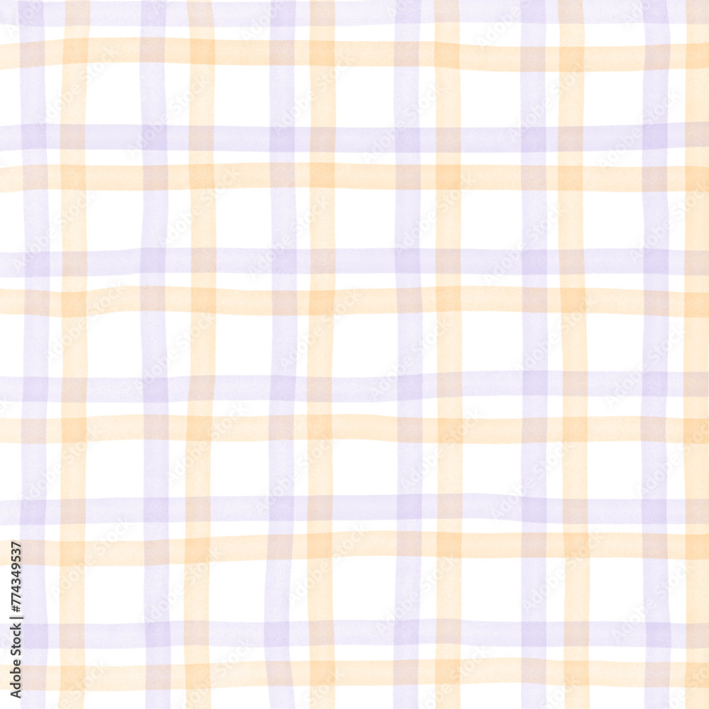 Orange Purple Plaid Gingham Check Hand Drawn Background Overlay Orange Purple Plaid Gingham Check Hand Drawn Background Overlay
