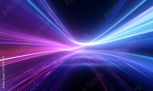 Abstract purple background with smoke and neon lights, high speed technology concept background