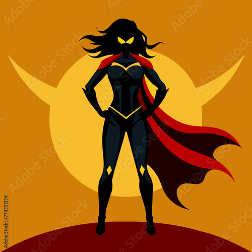 Superhero Woman Silhouette Vector Graphics element illustration