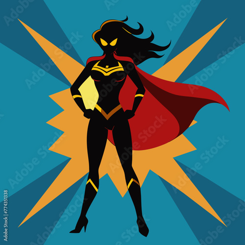 Superhero Woman Silhouette Vector Graphics element illustration
