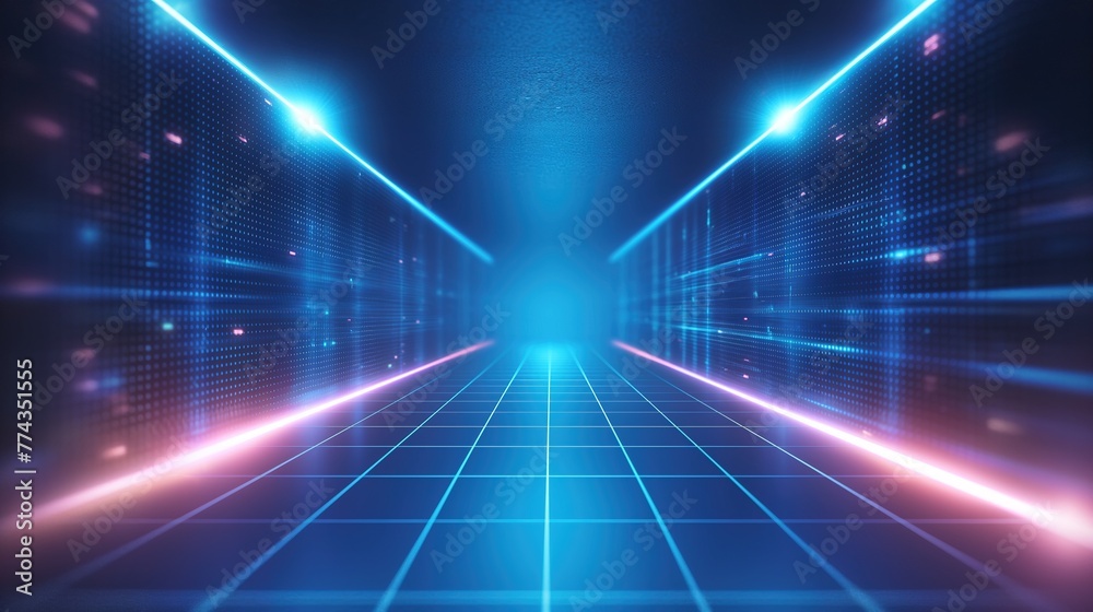 Abstract background with lights. Blue background illustration with glowing lines. Abstract background with lights. Blue background illustration with glowing lines.