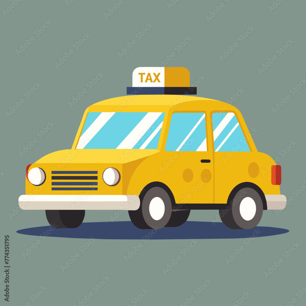 Retro Classic yellow taxi cab icon. Vector flat style illustration.