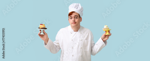 Male confectioner in unifor...