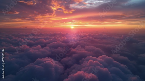Sun Setting Over Clouds