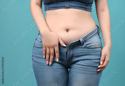 Female curves hips wearing blue jeans © anetlanda