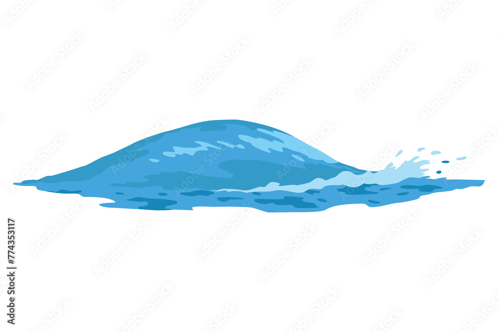 Animation water wave frame. Water splash for animation and visual effects. Sea or ocean wave with drops or splatters. Cartoon vector illustration