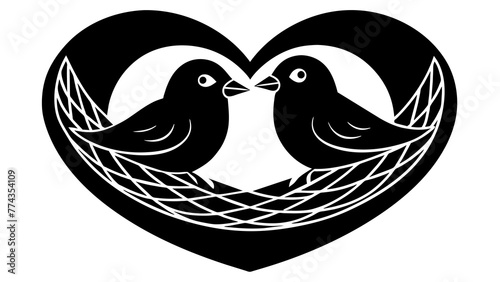 Captivating Lovebirds Heart Nest Vector Illustration for Endearing Designs