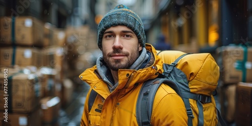 Vibrant Man in Yellow Jacket and Green Hat