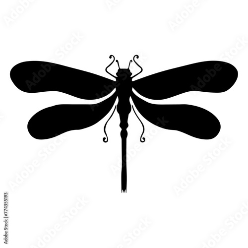 Silhouette of winged insect dragonfly.Vector graphics.