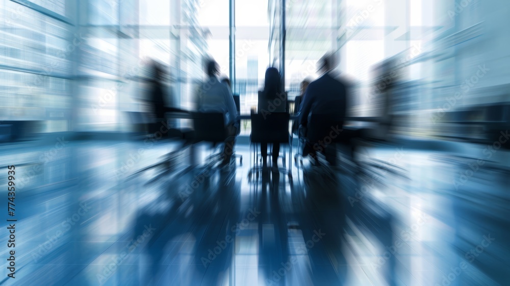 Executives strategize in a conference room with a blurred effect raw AI generated illustration Executives strategize in a conference room with a blurred effect raw AI generated illustration