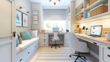 FamilyFriendly Workspace Professional captures of a home office designed to accommodate both work and family life with space for children  AI generated illustration