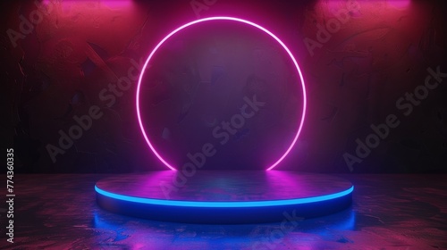 Glowing Circular Neon Light Object