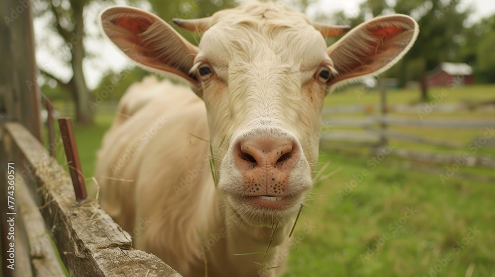 Farm Sanctuary Detailed photographs of rescued animals finding sanctuary on the farm from retired dairy cows to abandoned goats providing  AI generated illustration