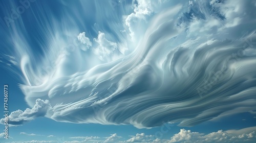 FastMoving Clouds Detailed photographs of clouds racing across the sky capturing the dynamic motion and everchanging formations of the atmosphe AI generated illustration