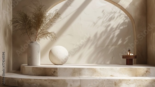 White Vase on Stone Step