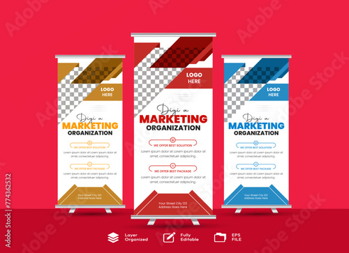 Abstract business rollup standee banner vector design illustration