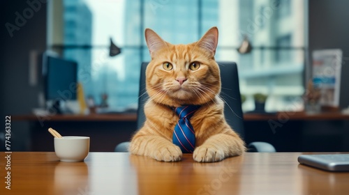 Business Cat Ready for a Meeting. Generative ai