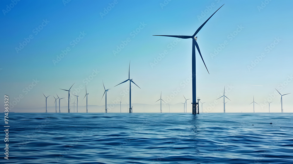 Offshore windpark background, renewable energy wallpaper, climate change